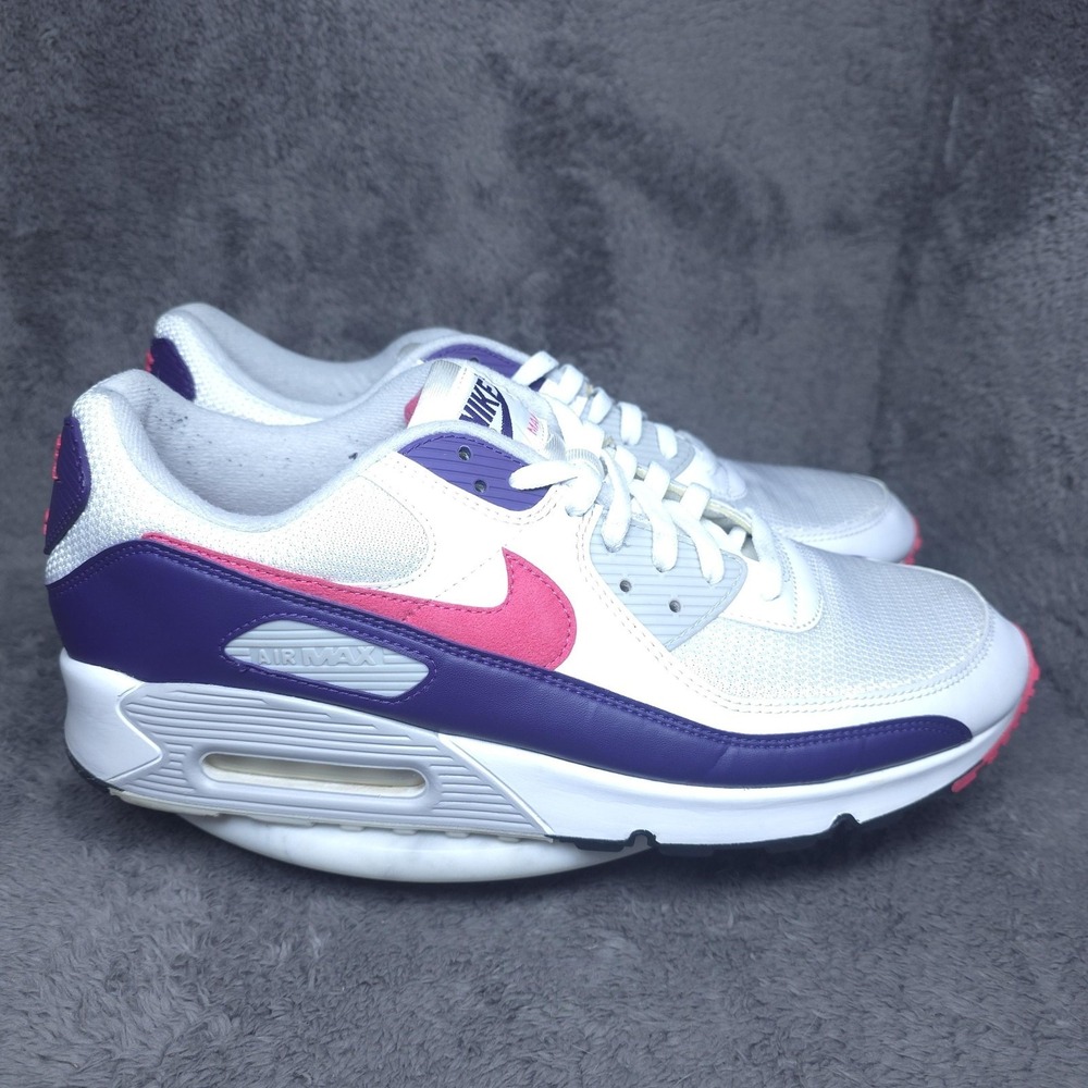 Nike Air Max 90 Shoes Womens Size 15.5 White Pink Running Sneakers CW1360-100